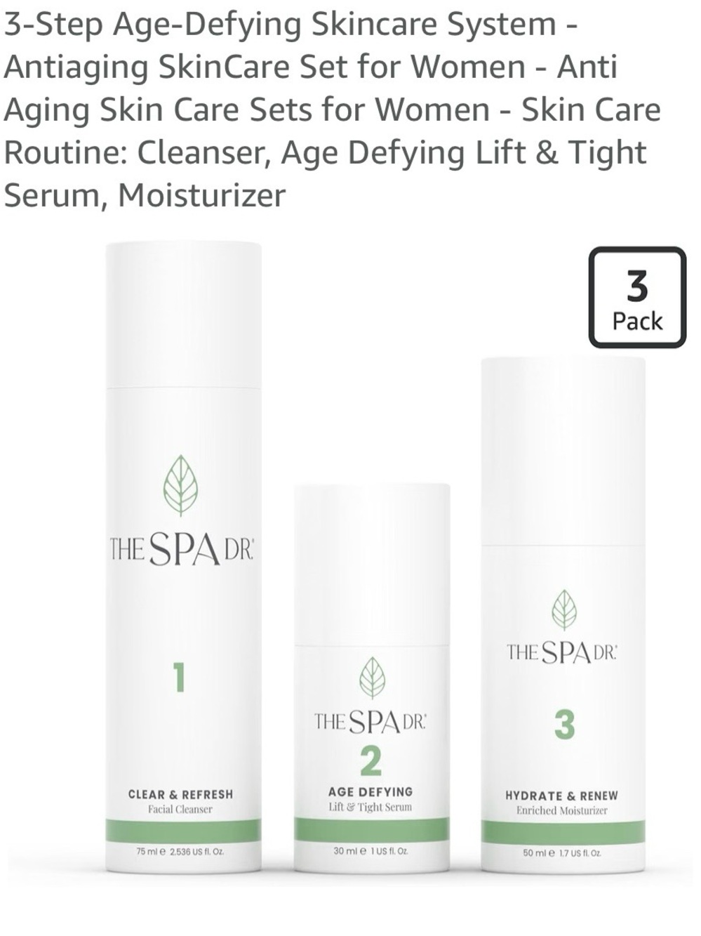 The Spa Dr. 3-Step Age-Defying Skincare System — White & Green
